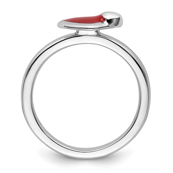 Sterling Silver Stackable Expressions Polished Red Enameled Heart Ring — alternate view