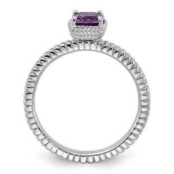 Sterling Silver Stackable Expressions Amethyst Ring — alternate view
