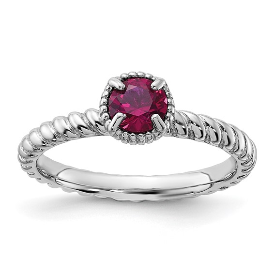 Sterling Silver Stackable Expressions Created Ruby Ring - Quality Gold