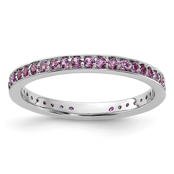 Sterling Silver Stackable Expressions Pink Sapphire Ring