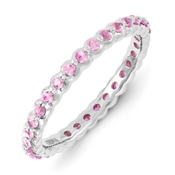 Sterling Silver Stackable Expressions Created Pink Sapphire Ring