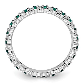 Sterling Silver Stackable Expressions Created Emerald Ring — alternate view