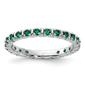 Sterling Silver Stackable Expressions Created Emerald Ring