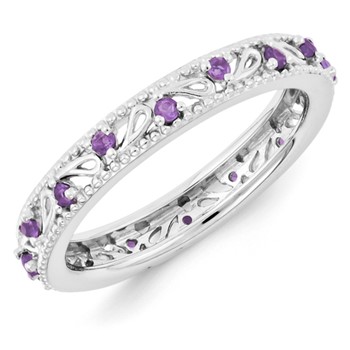 Sterling Silver Stackable Expressions Amethyst Ring