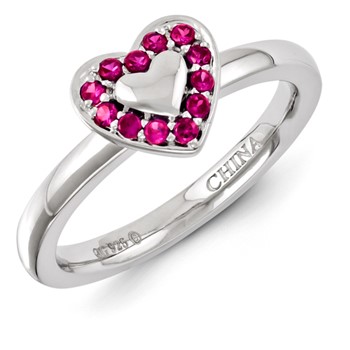Sterling Silver Stackable Expressions Created Ruby Ring