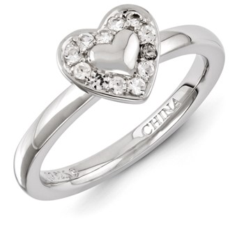 Sterling Silver Stackable Expressions Created White Sapphire Ring