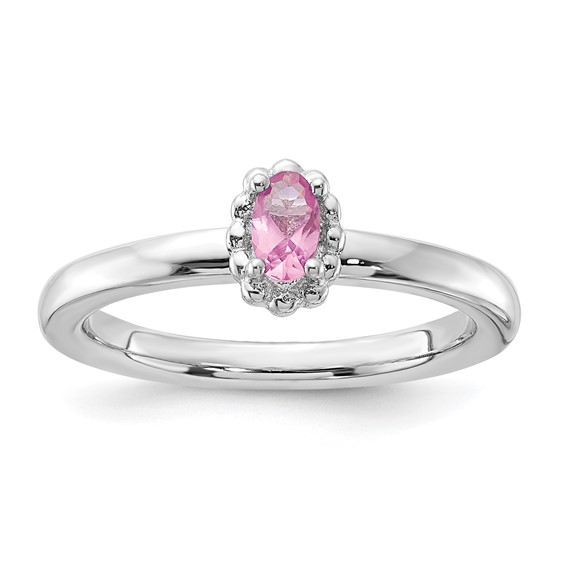 Sterling Silver Stackable Expressions Created Pink Sapphire Ring Sterling Silver Stackable Expressions Created Pink Sapphire Ring