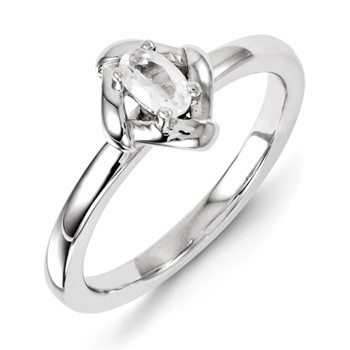 Sterling Silver Stackable Expressions Created White Sapphire Ring