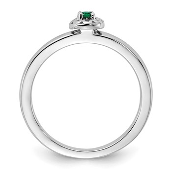 Sterling Silver Stackable Expressions Created Emerald Ring — alternate view