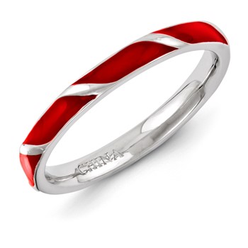 Sterling Silver Stackable Expressions Red Enameled Ring