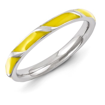 Sterling Silver Stackable Expressions Yellow Enameled Ring
