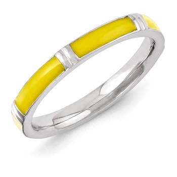 Sterling Silver Stackable Expressions Yellow Enameled Ring
