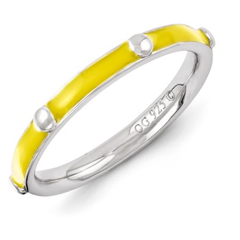 Sterling Silver Stackable Expressions Yellow Enameled Ring