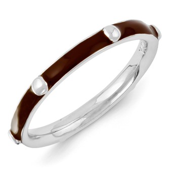 Sterling Silver Stackable Expressions Brown Enameled Ring
