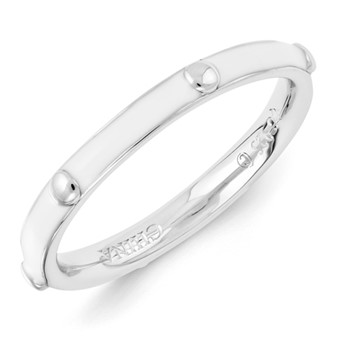 Sterling Silver Stackable Expressions White Enameled Ring
