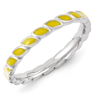 Sterling Silver Stackable Expressions Yellow Enameled Ring