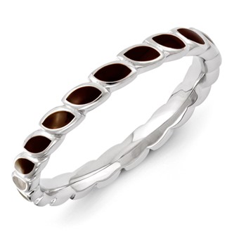 Sterling Silver Stackable Expressions Brown Enameled Ring