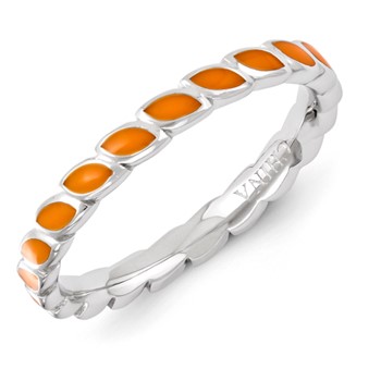 Sterling Silver Stackable Expressions Orange Enameled Ring