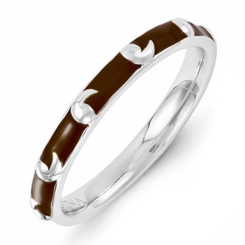 Sterling Silver Stackable Expressions Brown Enameled Ring