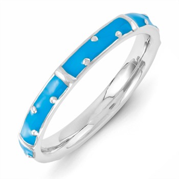 Sterling Silver Stackable Expressions Blue Enameled Ring