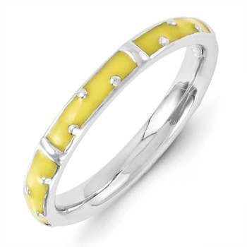Sterling Silver Stackable Expressions Yellow Enameled Ring