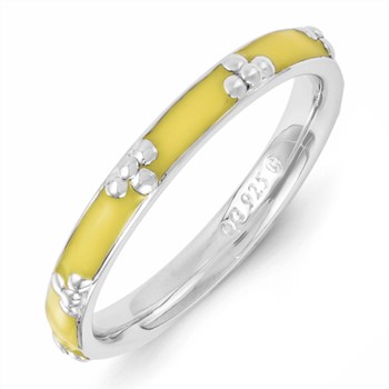 Sterling Silver Stackable Expressions Yellow Enameled Ring