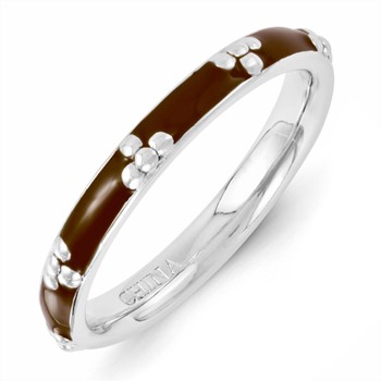 Sterling Silver Stackable Expressions Brown Enameled Ring