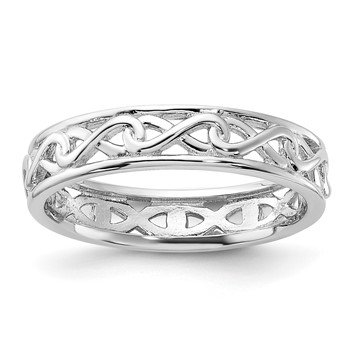 Sterling Silver Stackable Expressions Carved Band Ring