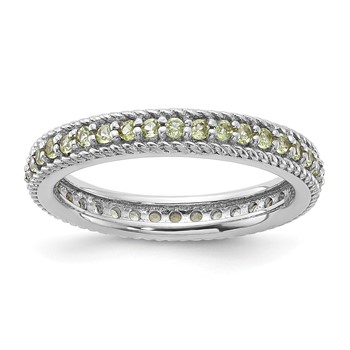 Sterling Silver Stackable Expressions Polished Peridot Eternity Ring