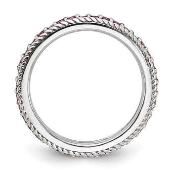 Sterling Silver Stack Exp Polished Created Pink Sapphire Eternity — alternate view