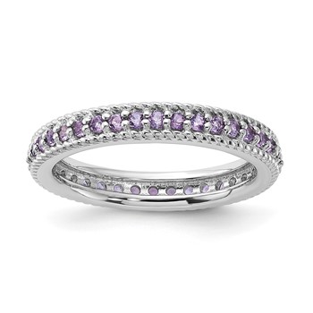 Sterling Silver Stackable Expressions Polished Amethyst Eternity Ring