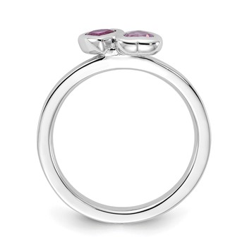 Sterling Silver Stackable Expressions Created Ruby & Pink Sapphire Heart Ring — alternate view