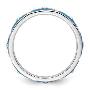 Sterling Silver Stackable Expressions Blue Enamel Ring — alternate view
