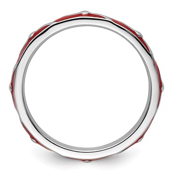 Sterling Silver Stackable Expressions Red Enamel Ring — alternate view