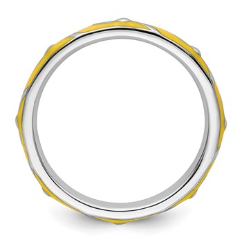Sterling Silver Stackable Expressions Yellow Enamel Ring — alternate view