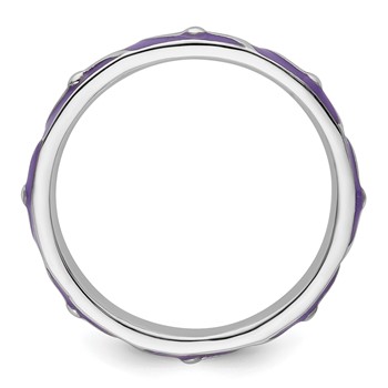 Sterling Silver Stackable Expressions Purple Enamel Ring — alternate view