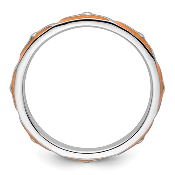 Sterling Silver Stackable Expressions Orange Enamel Ring — alternate view