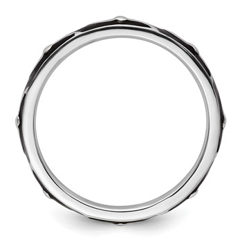 Sterling Silver Stackable Expressions Black Enamel Ring — alternate view