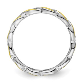 Sterling Silver Stackable Expressions Yellow Enamel Ring — alternate view