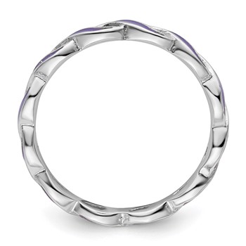 Sterling Silver Stackable Expressions Purple Enamel Ring — alternate view