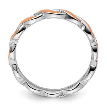 Sterling Silver Stackable Expressions Orange Enamel Ring — alternate view