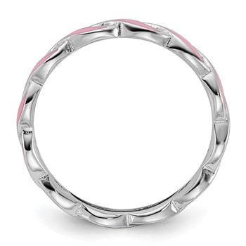 Sterling Silver Stackable Expressions Pink Enamel Ring — alternate view