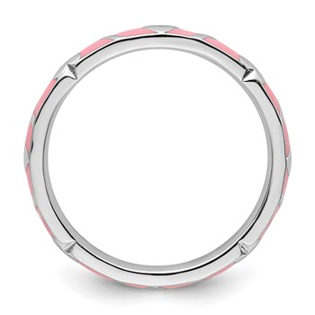 Sterling Silver Stackable Expressions Pink Enamel Heart Ring — alternate view