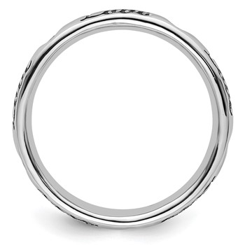 Sterling Silver Stackable Expressions Black Enamel Love Ring — alternate view