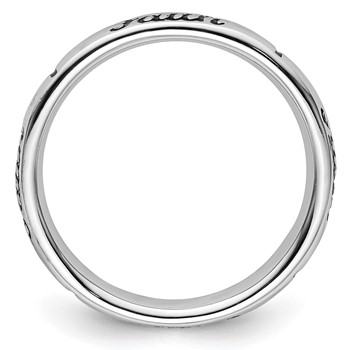Sterling Silver Stackable Expressions Black Enamel Faith Ring — alternate view