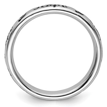 Sterling Silver Stackable Expressions Black Enamel Hope Ring — alternate view