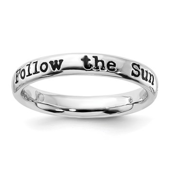 Sterling Silver Stackable Expressions Enameled Lyric Follow the Sun Ring