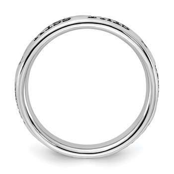 Sterling Silver Stackable Expressions Enameled Lyric Kiss This Ring — alternate view