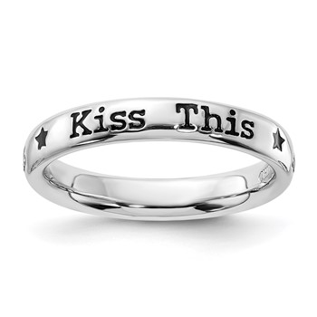 Sterling Silver Stackable Expressions Enameled Lyric Kiss This Ring