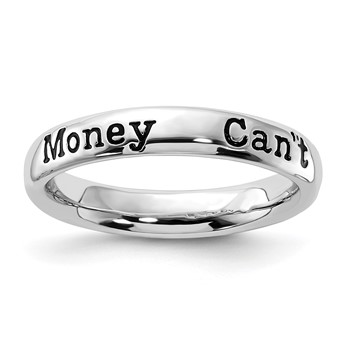 Sterling Silver Stackable Expressions Enameled Lyric Money Can't Buy Me Love Ring